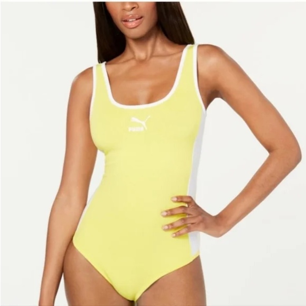 PUMA Women's Bright Yellow Classics T7 Bodysuit Size XS